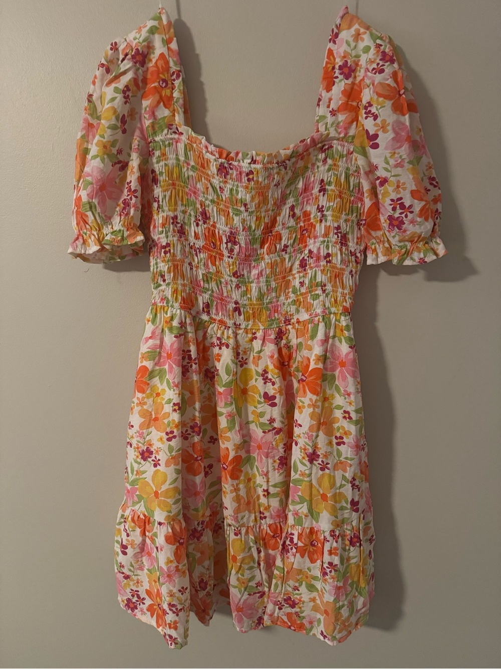 Boutique floral smocked  dress NWT